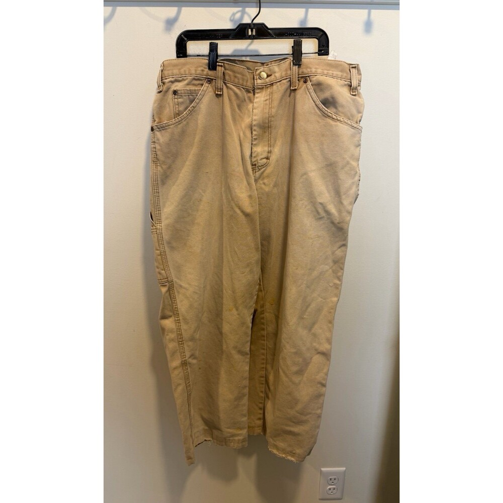 Dickies Tan Carpenter Work Pants Double Knee Utility Pockets Mens